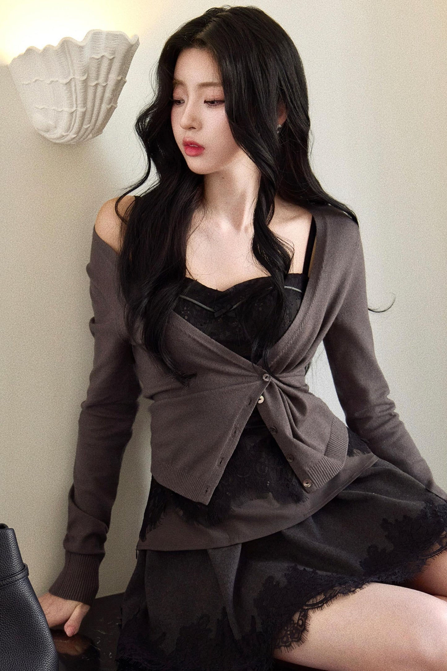 Black Swan Knitted Cardigan Set-Up