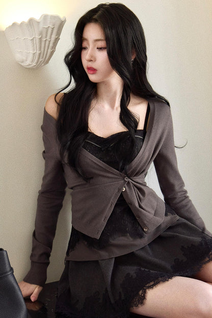 Black Swan Knitted Cardigan Set-Up