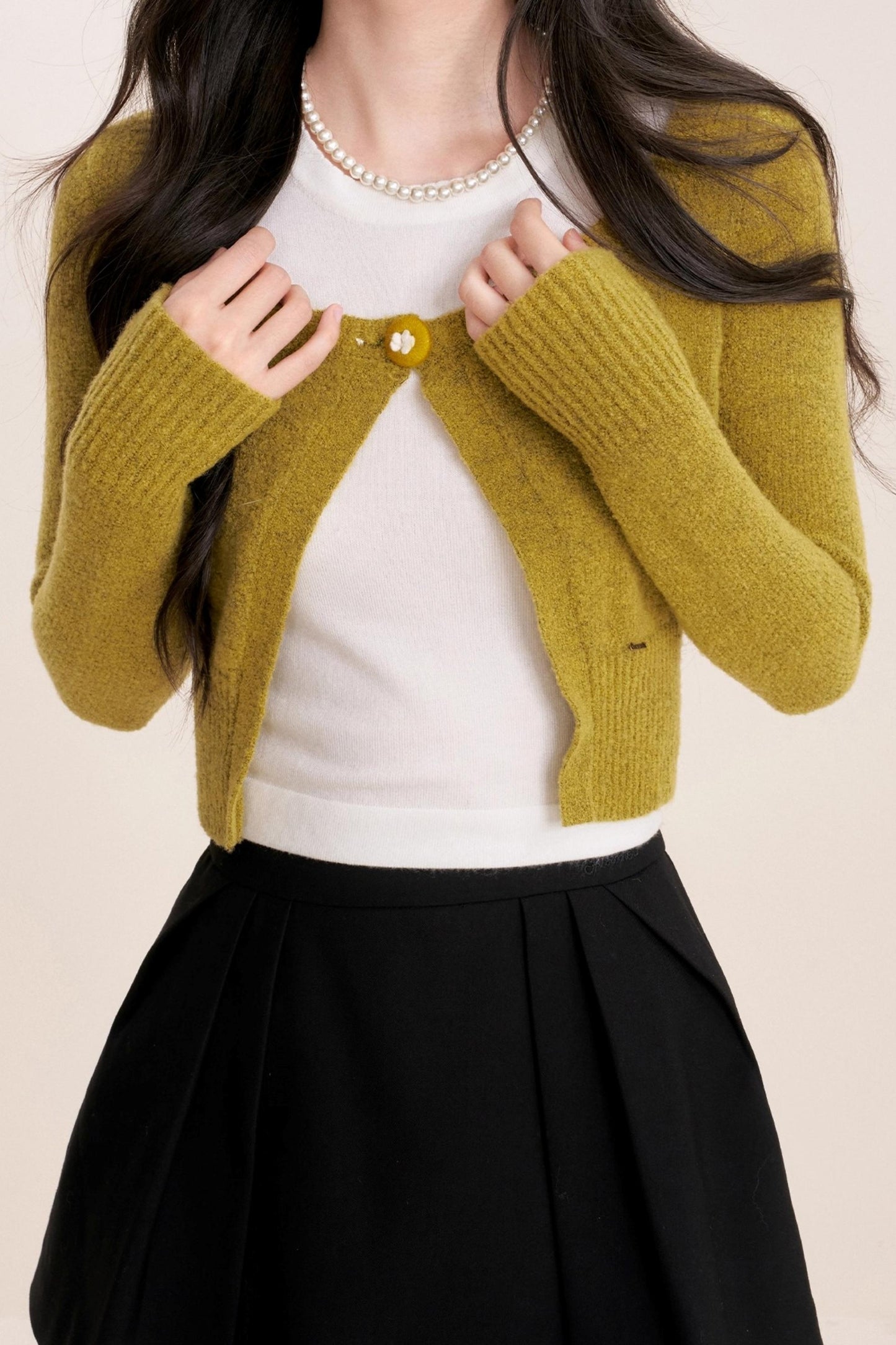 Cashmere Wool Crew Neck Knit Coat
