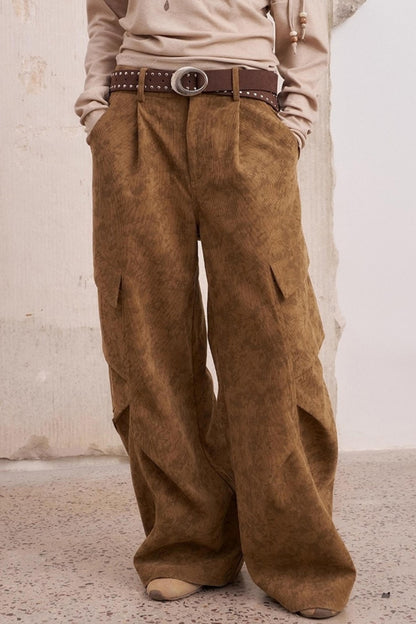 Vintage Print Loose Cargo Pants