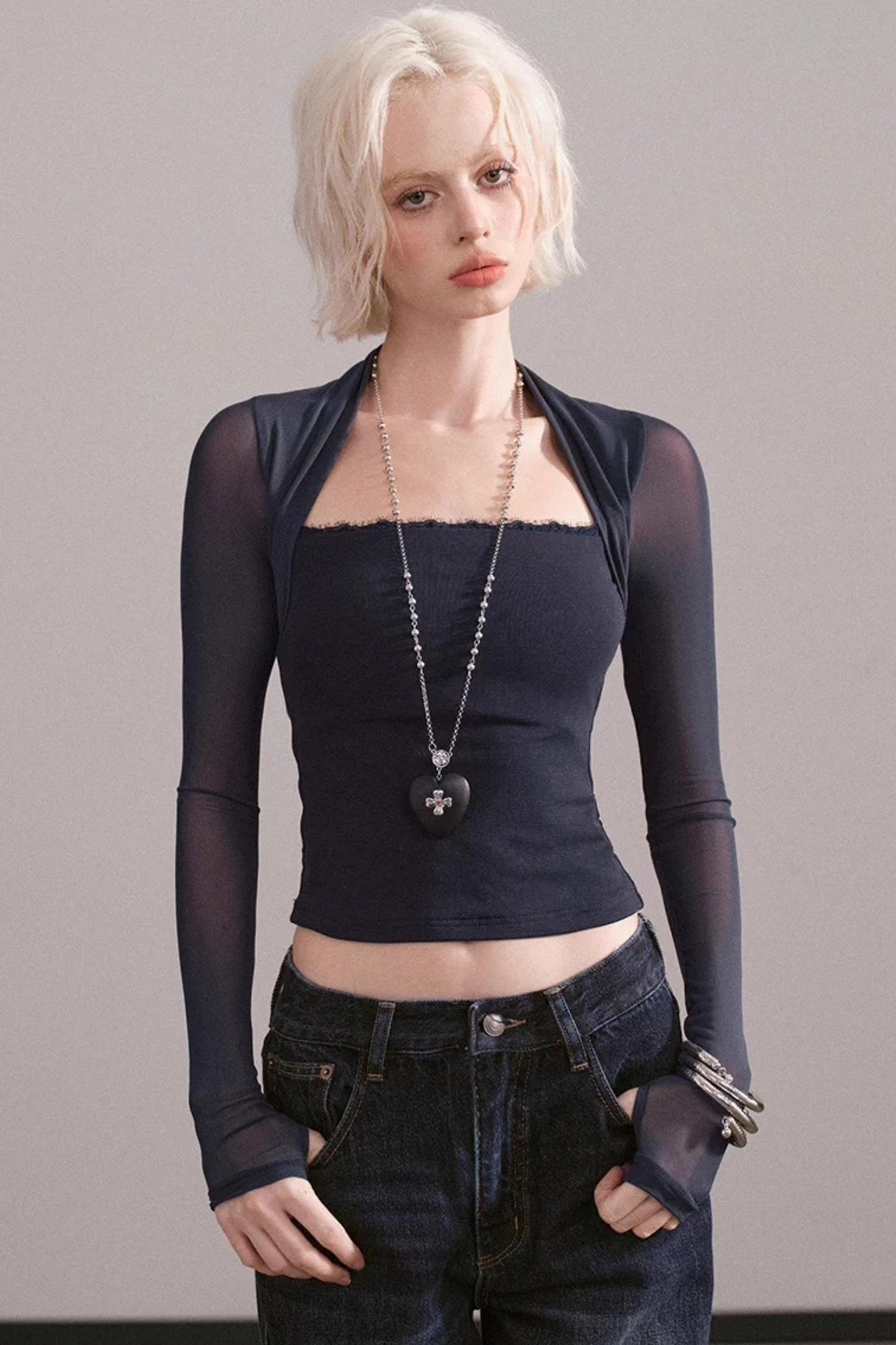 Lace Mesh Waist-Cinching Vest