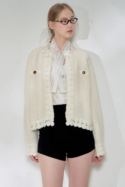 White Fragrance Knitted Cardigan