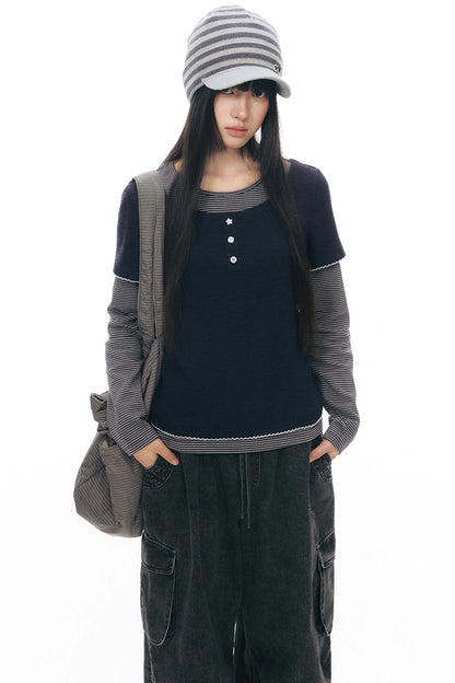 Striped Knit Baseball Cap