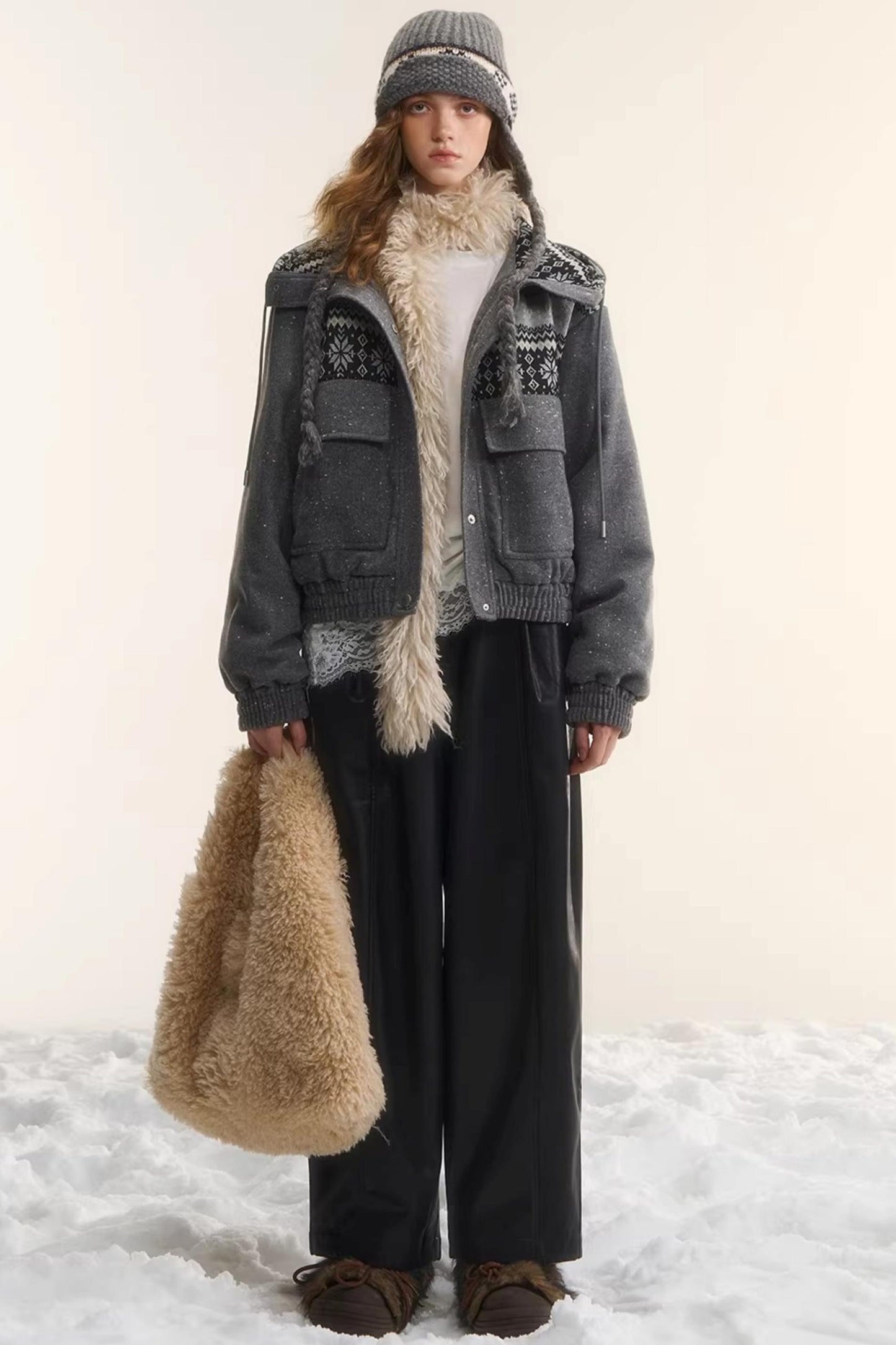 Elastic Waist Black Leather Pants