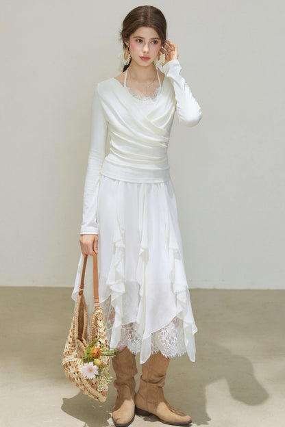 White Wool Blend Top