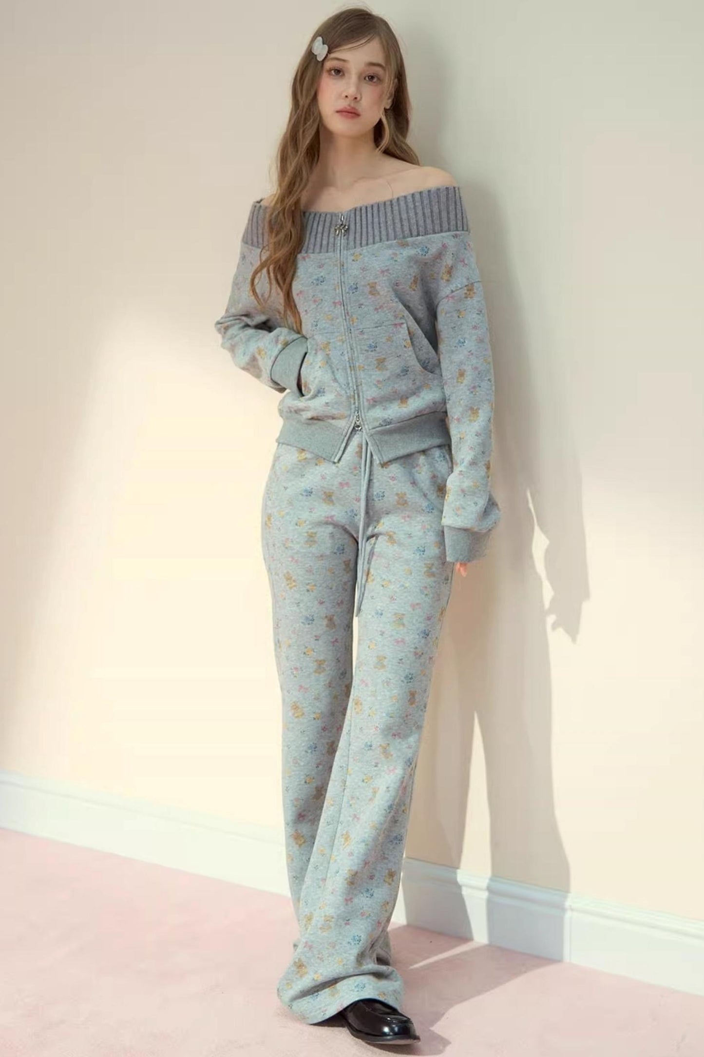 One-Shoulder Sweater With Trousers Set-Up