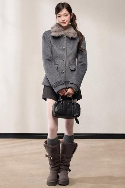 Single-Breasted Woolen Jacket