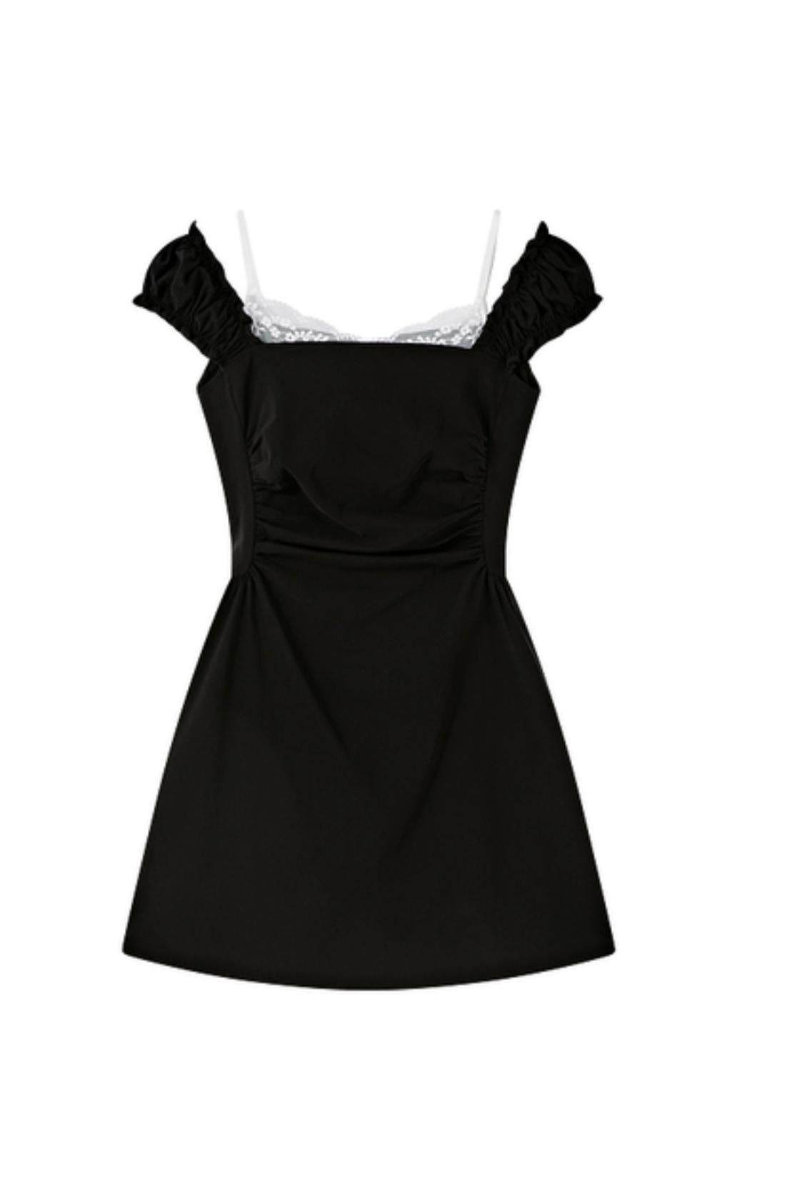 Bold Square Collar Strapless Dress