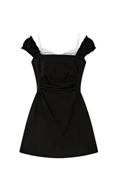 Bold Square Collar Strapless Dress