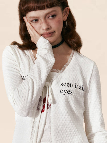 White Long-Sleeved Loose Casual Knitwear Coat