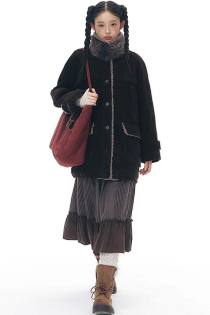 Corduroy Plush Patchwork Jacket