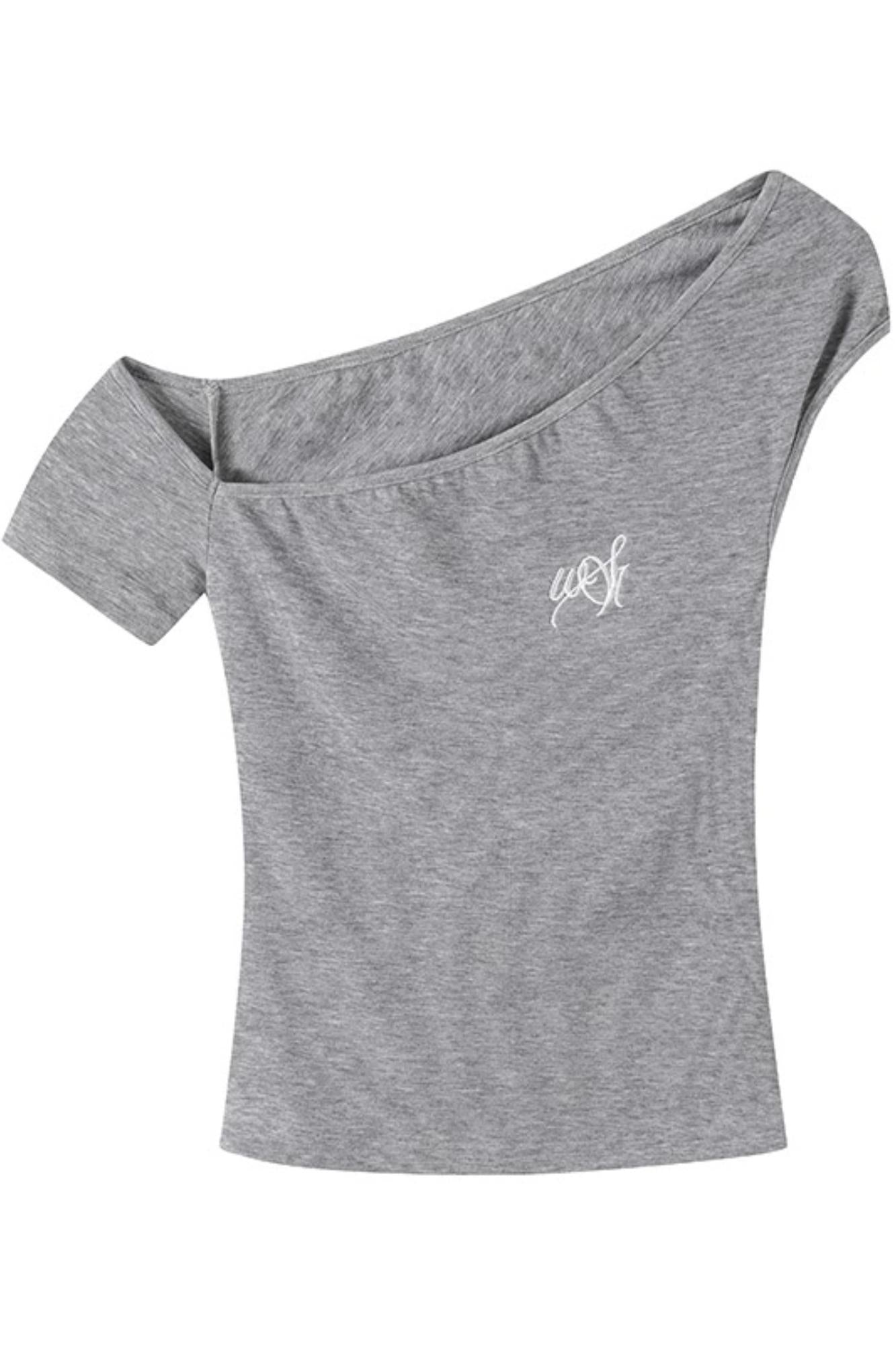 Asymmetrical Grey Top & Polka Dot Maxi Skirt Set-Up