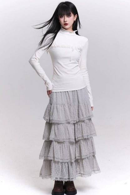 Ghost Gray Half-High Collar Top