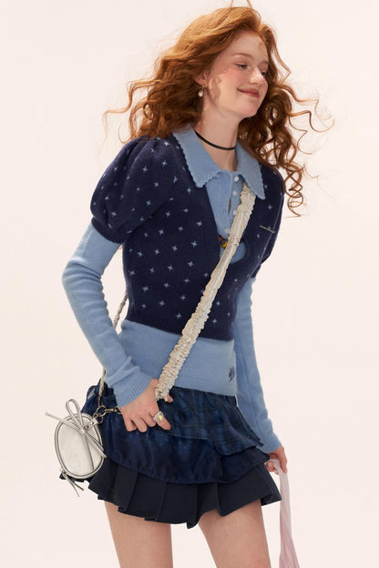 Vintage Crochet V-Neck Top Set-Up