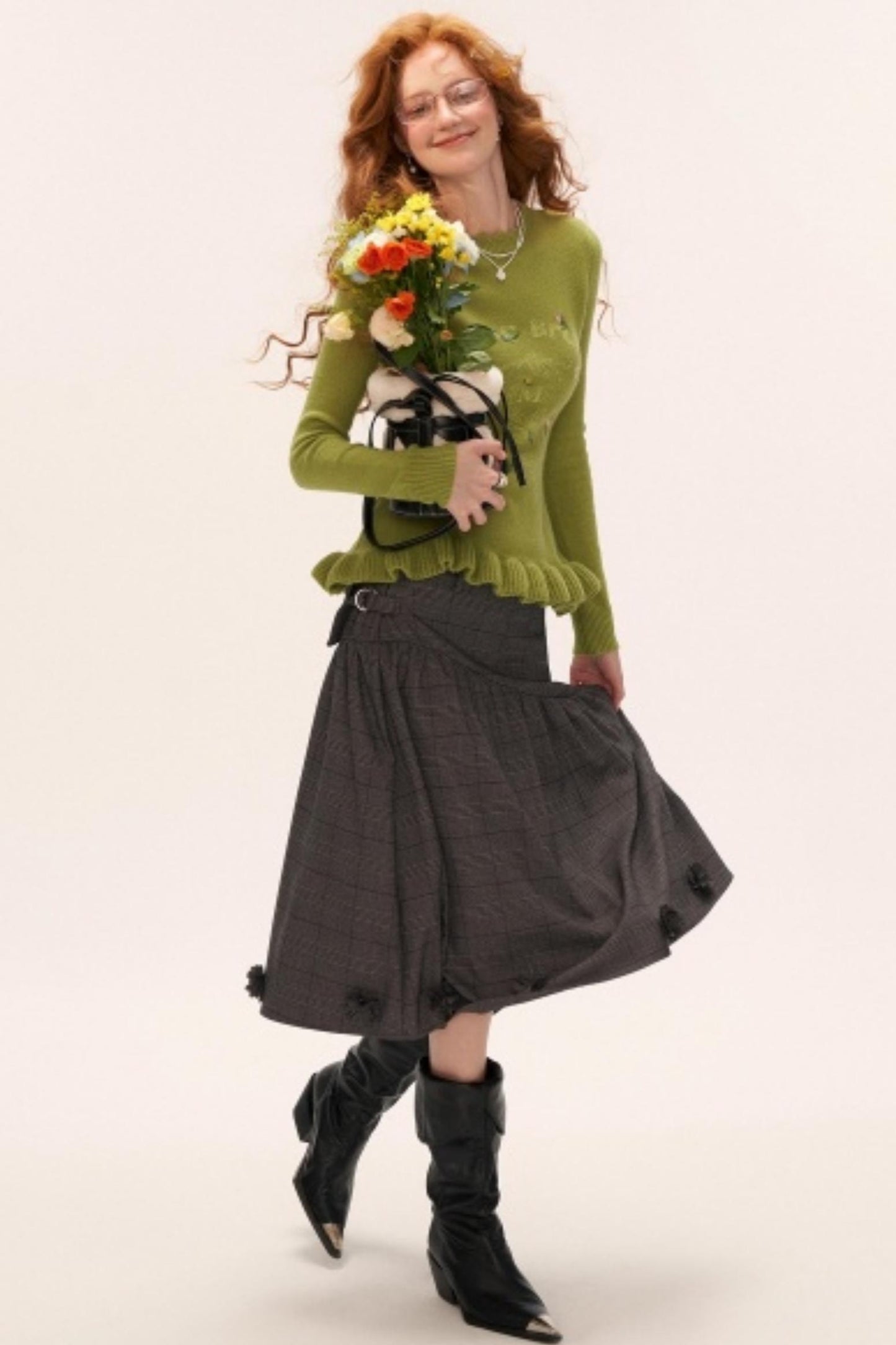 Flower High-End Mid-Length Skirt
