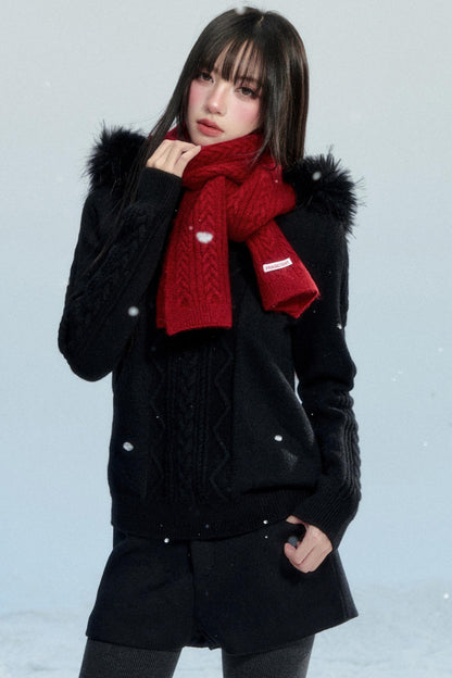 Vintage Wool Blend Knitted Scarf