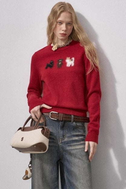 Faux Mink Fur Knit Sweater