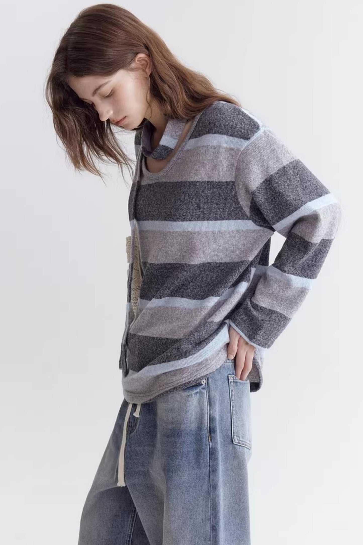 Deconstructed Ribbon Knit Sweater