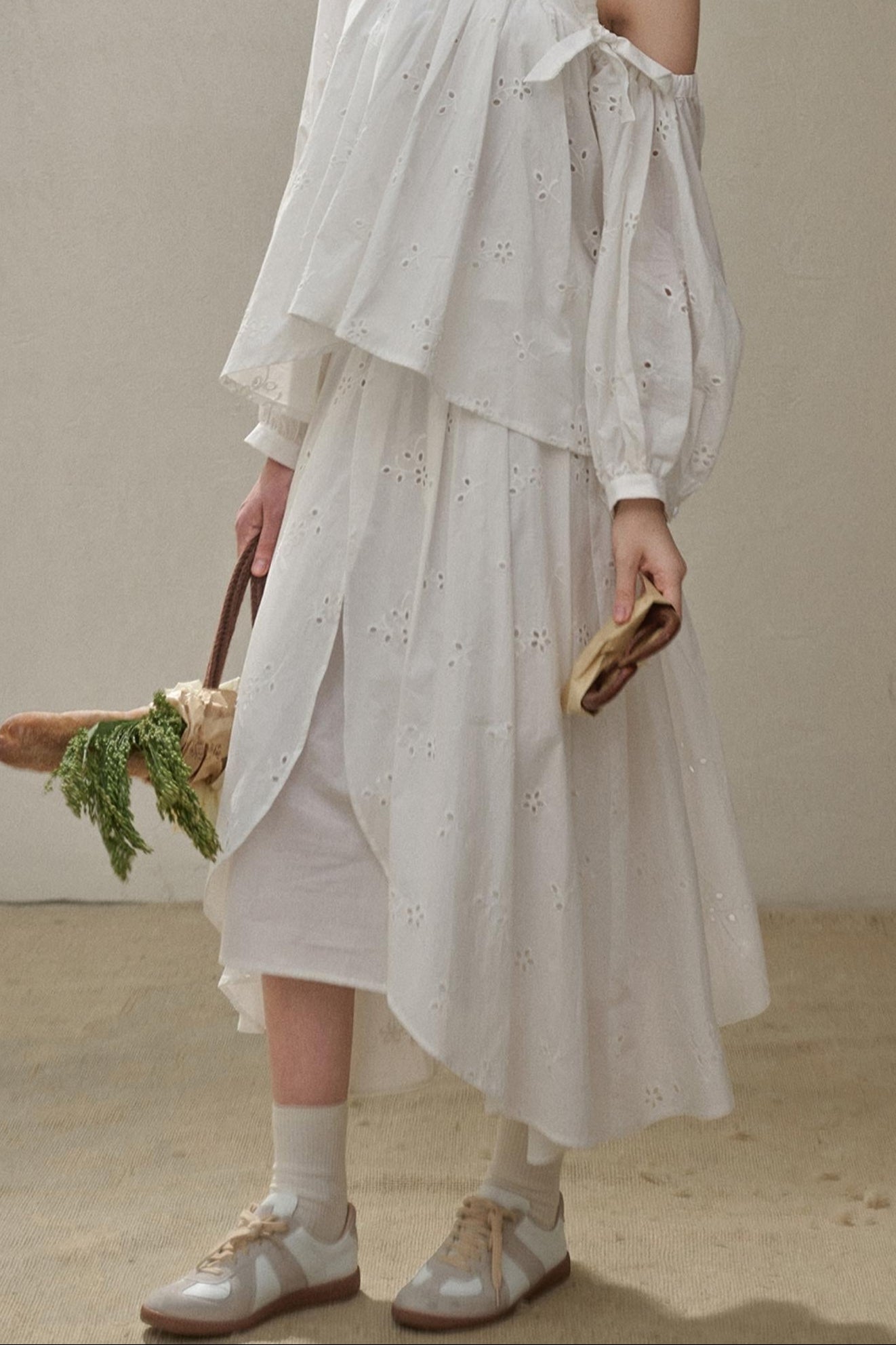 Embroidered Flower Elegant Skirt Set-Up