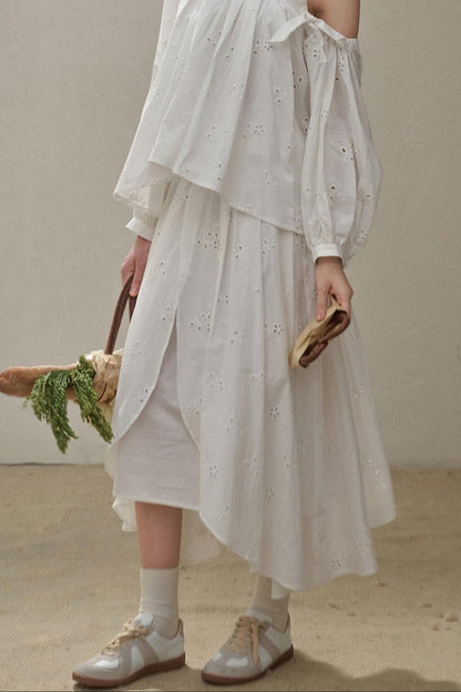 Embroidered Flower Elegant Skirt Set-Up