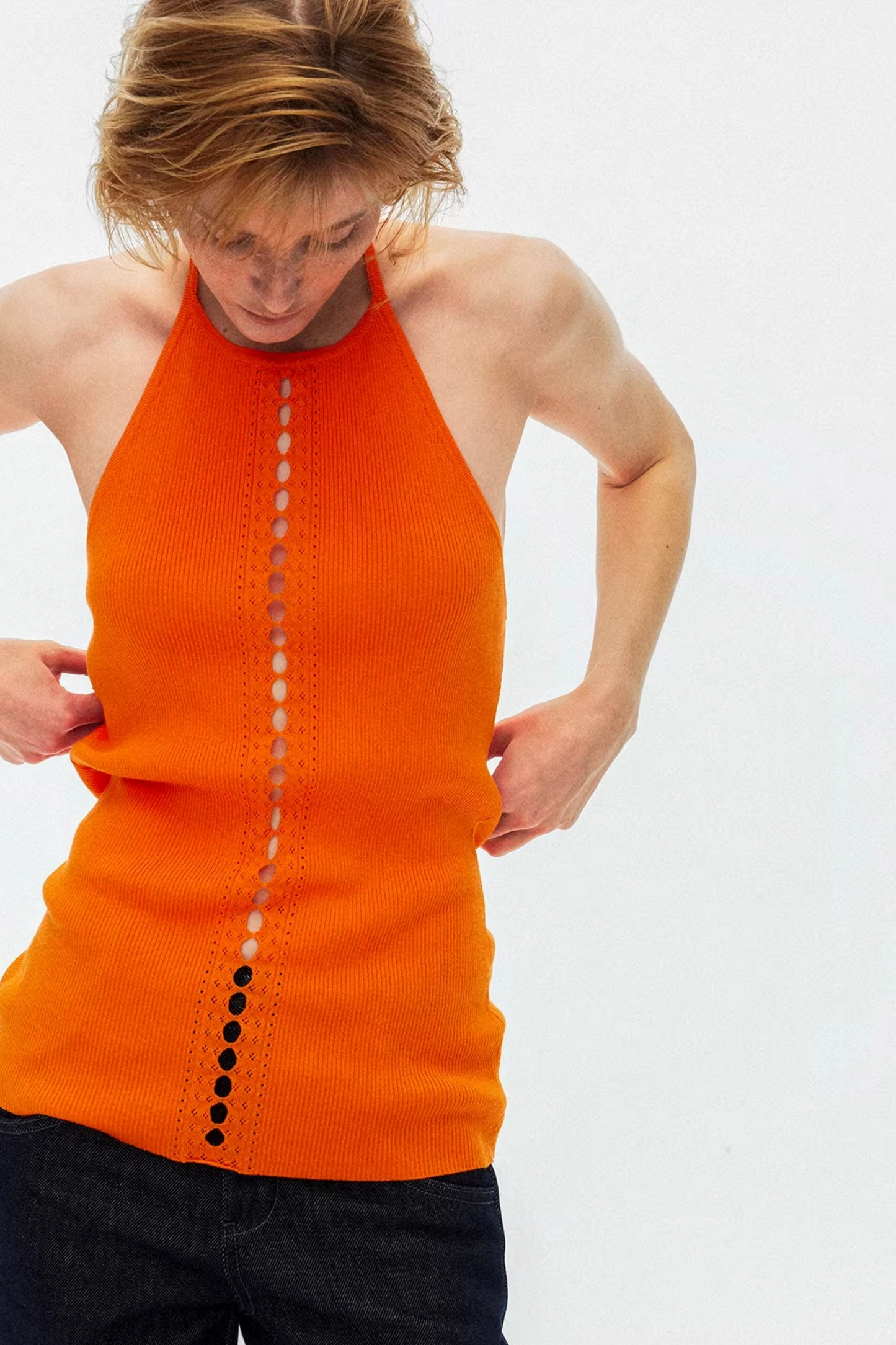 Lyocell Lace-Up Ribbed Vest