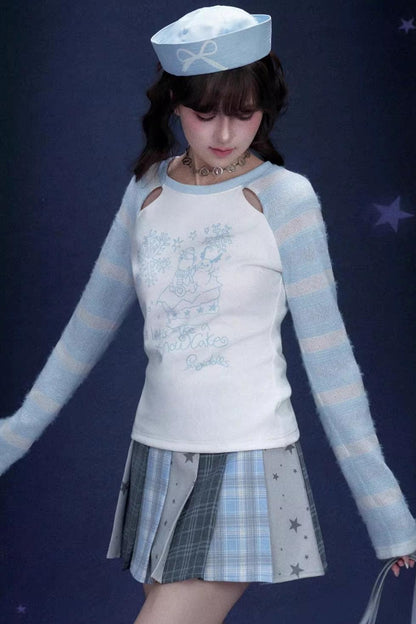 Energetic Striped Raglan Sleeve T-Shirt