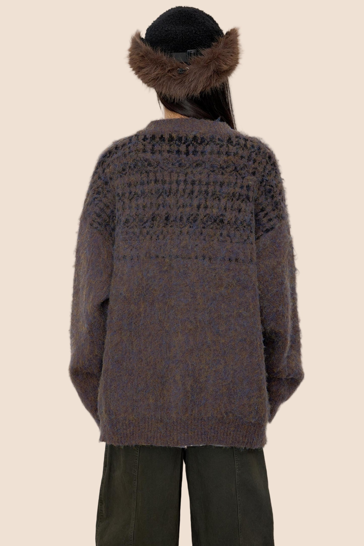 Brushed Crew Neck Cardigan