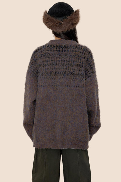 Brushed Crew Neck Cardigan