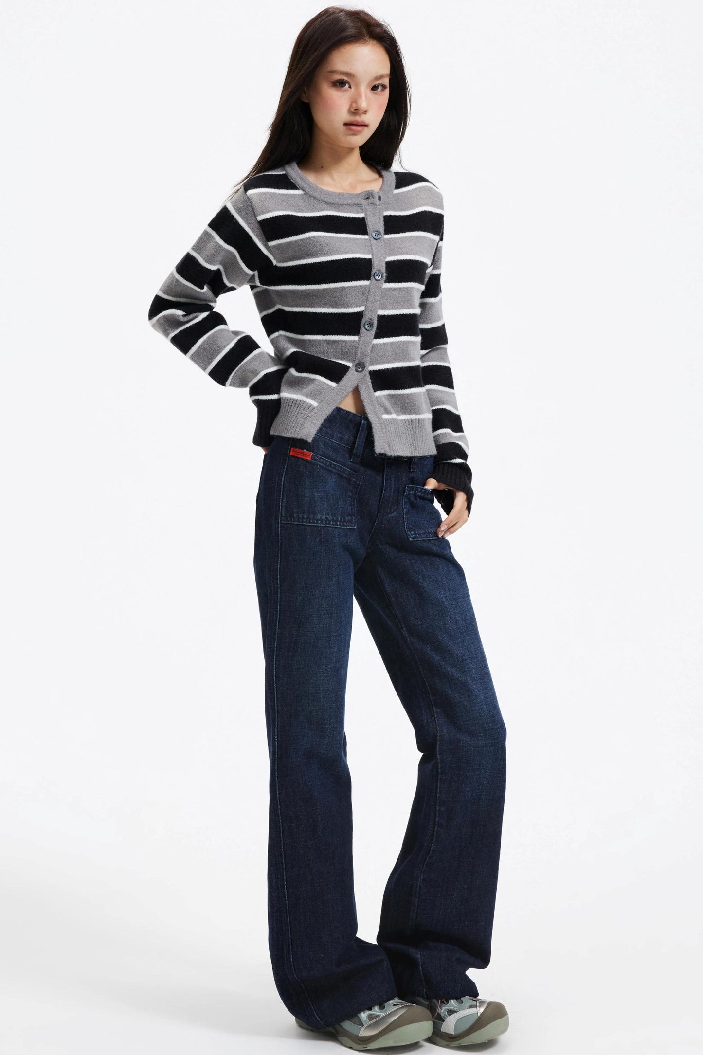 Retro Striped Knit Cardigan