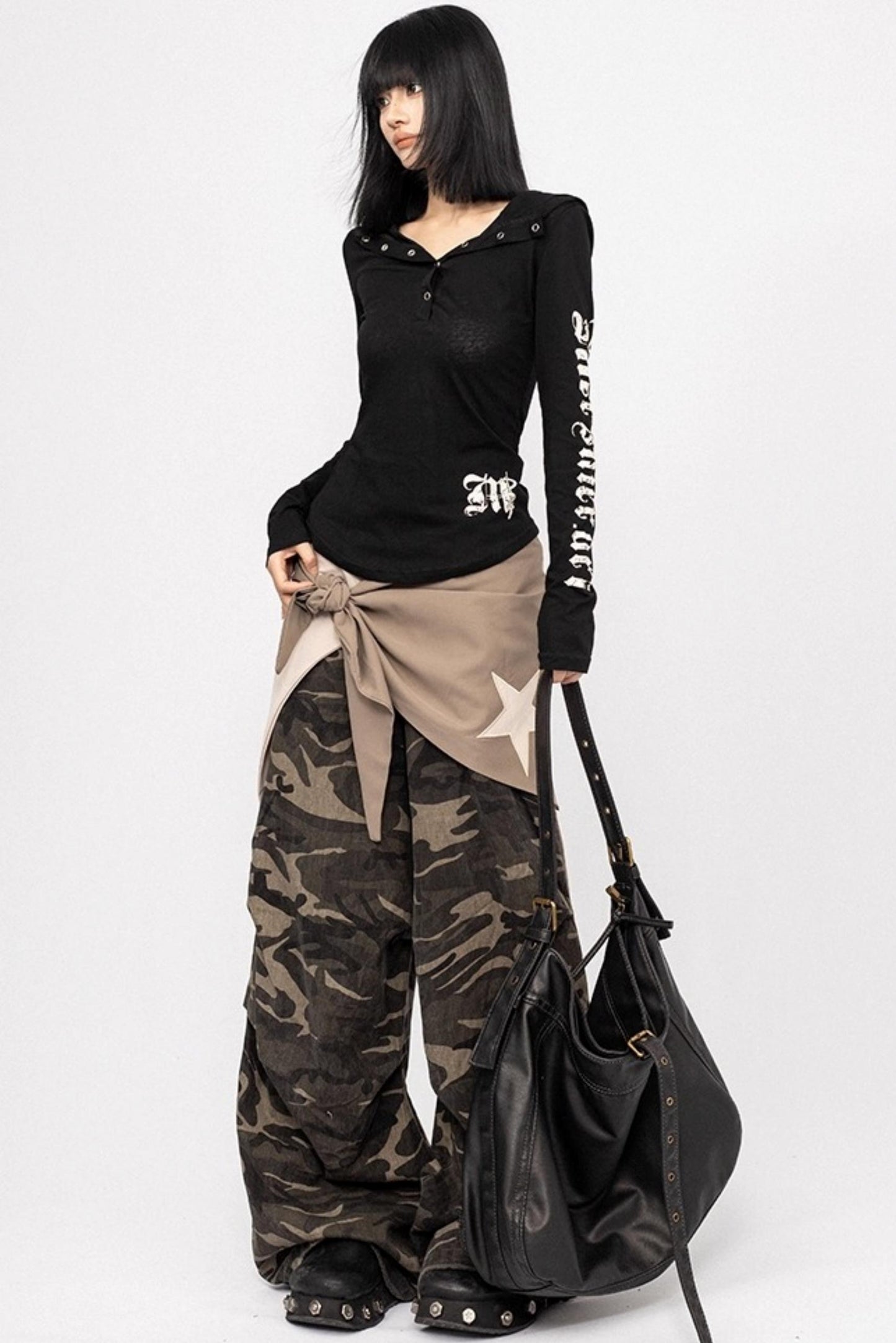 Vintage Spice V-Neck Hooded Top