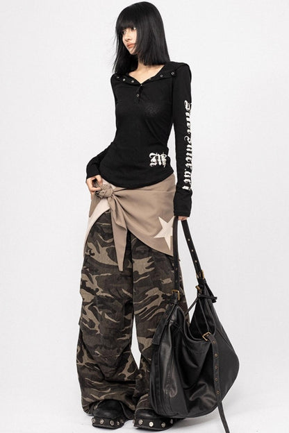 Vintage Spice V-Neck Hooded Top