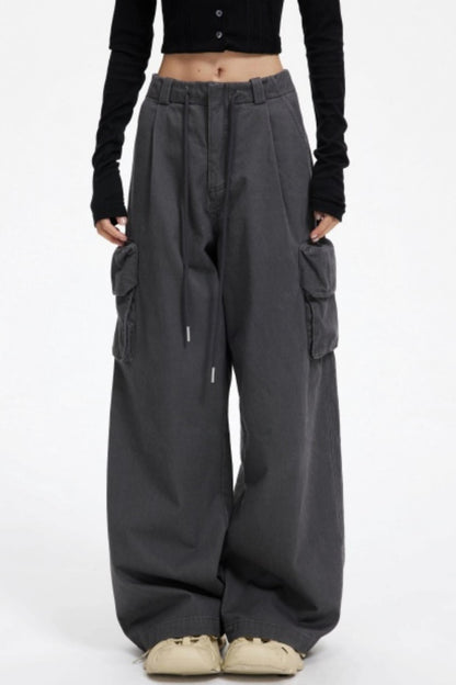 Vintage Drawstring Loose Cargo Pants