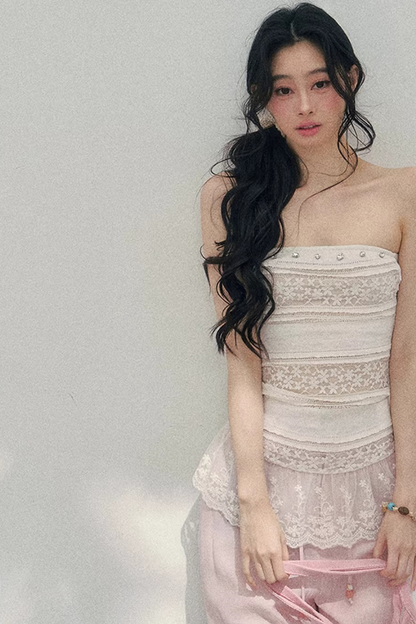 Hazy Muse Lace Tube Top