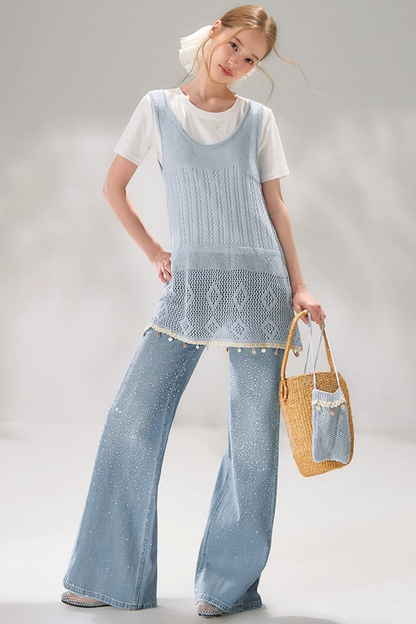 Shell Jacquard Knitted Vest Set