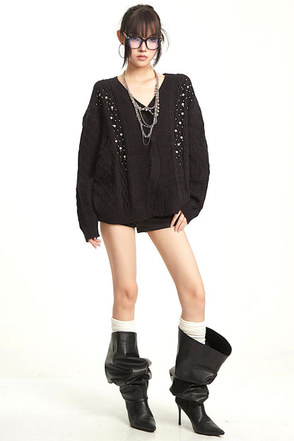 Vintage Gray V-Neck Top