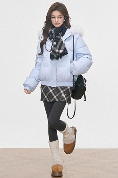 Hooded Cotton Collar Jacket Set-Up