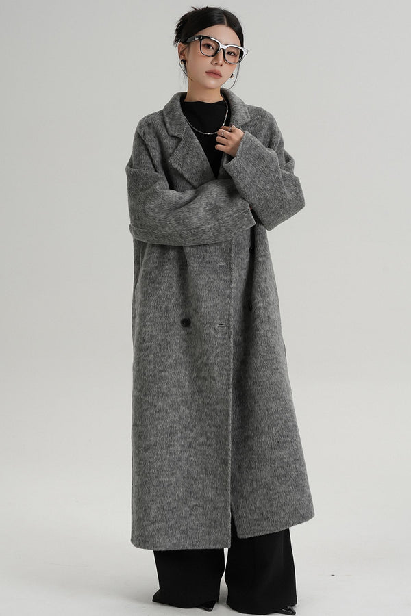 With Suit Collar Long Woolen Coat