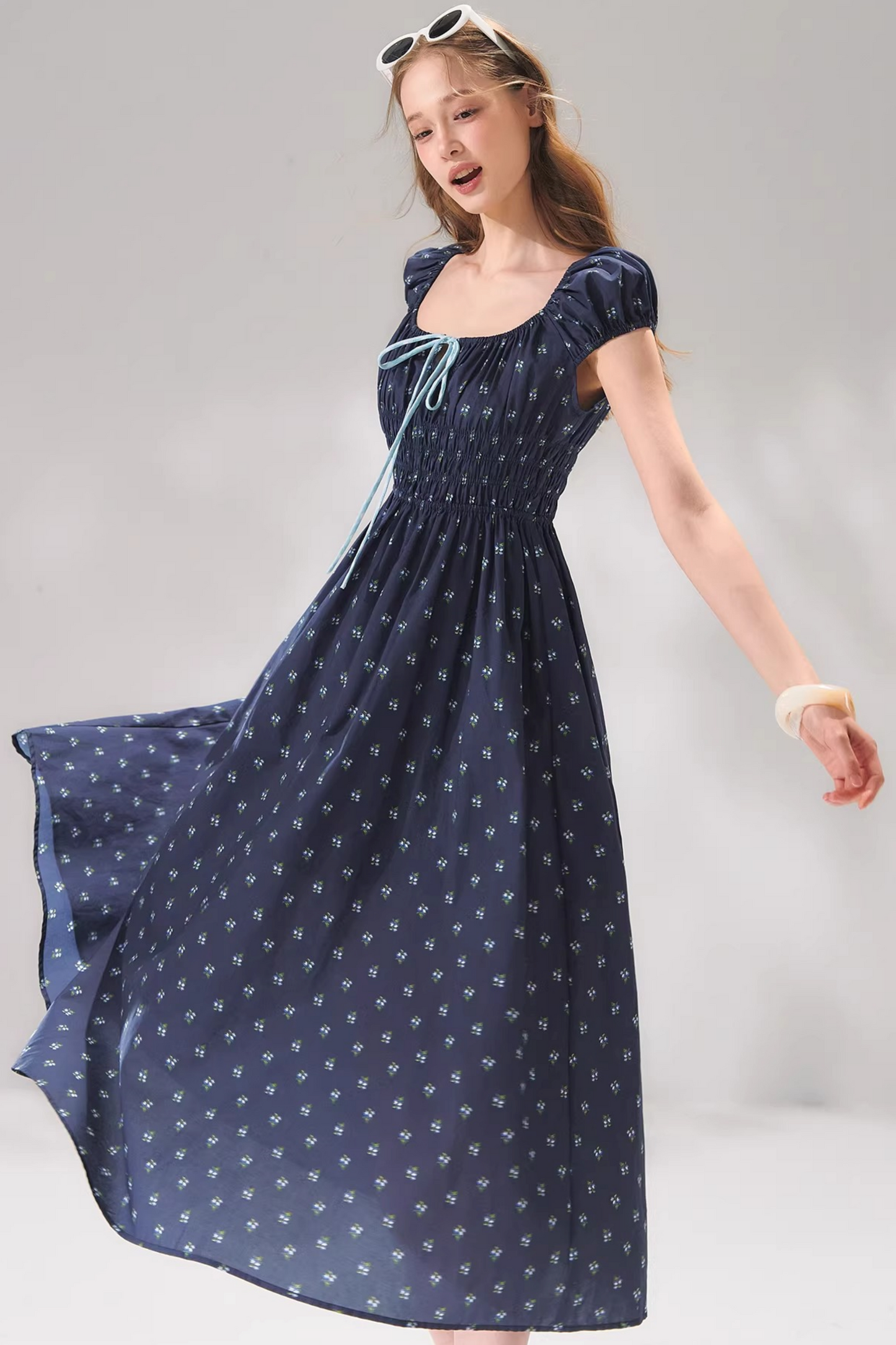 Floral Bow Long Dress