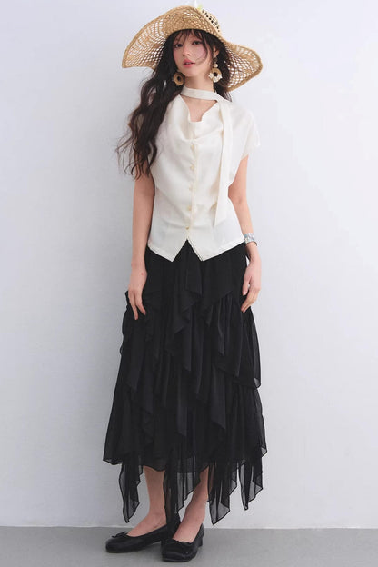 Elastic Chiffon Draping Skirt