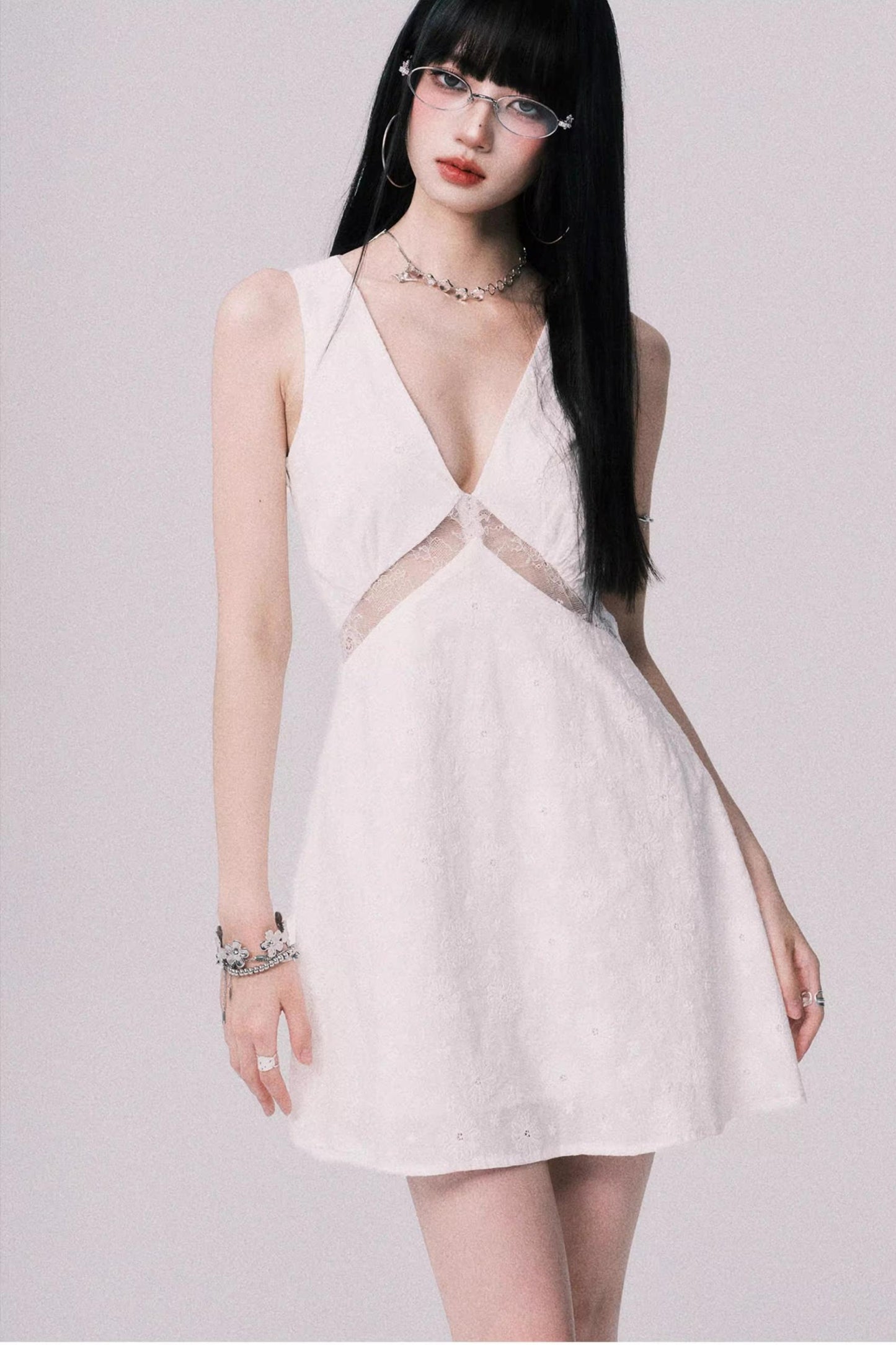 Lace Patchwork V-Neck Summer Dress