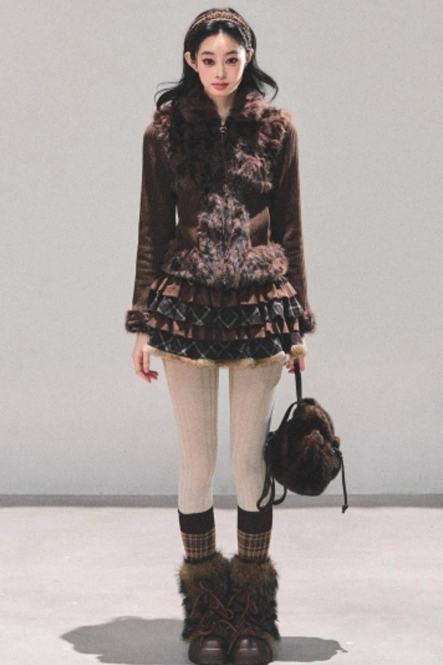 Maillard Poetry Plaid Skirt