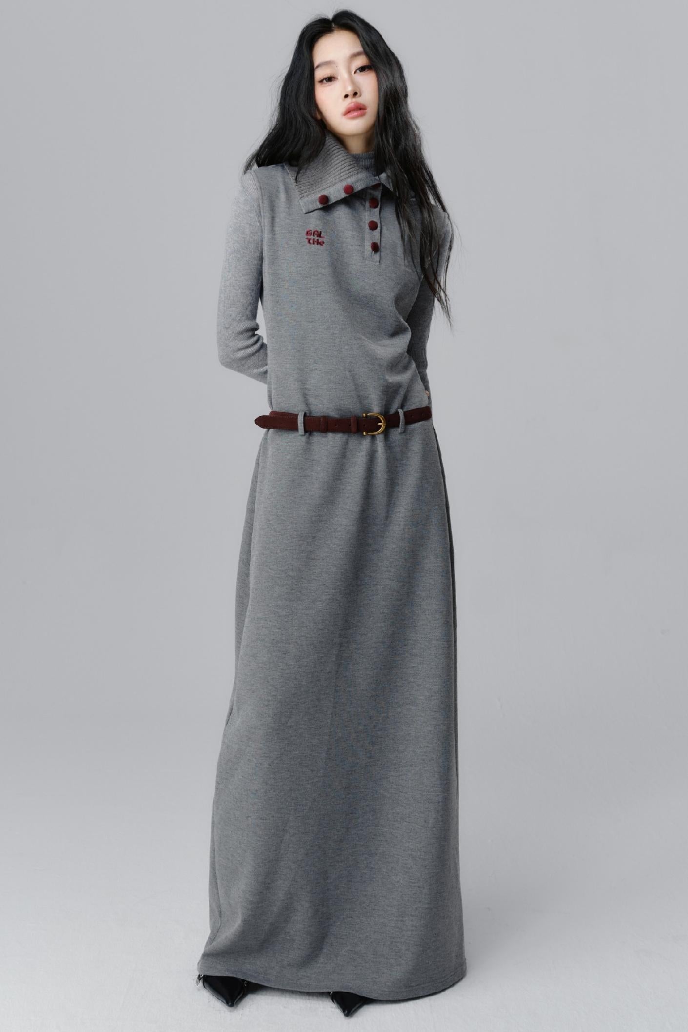 Gray Dream Polo Neck Dress Set-Up