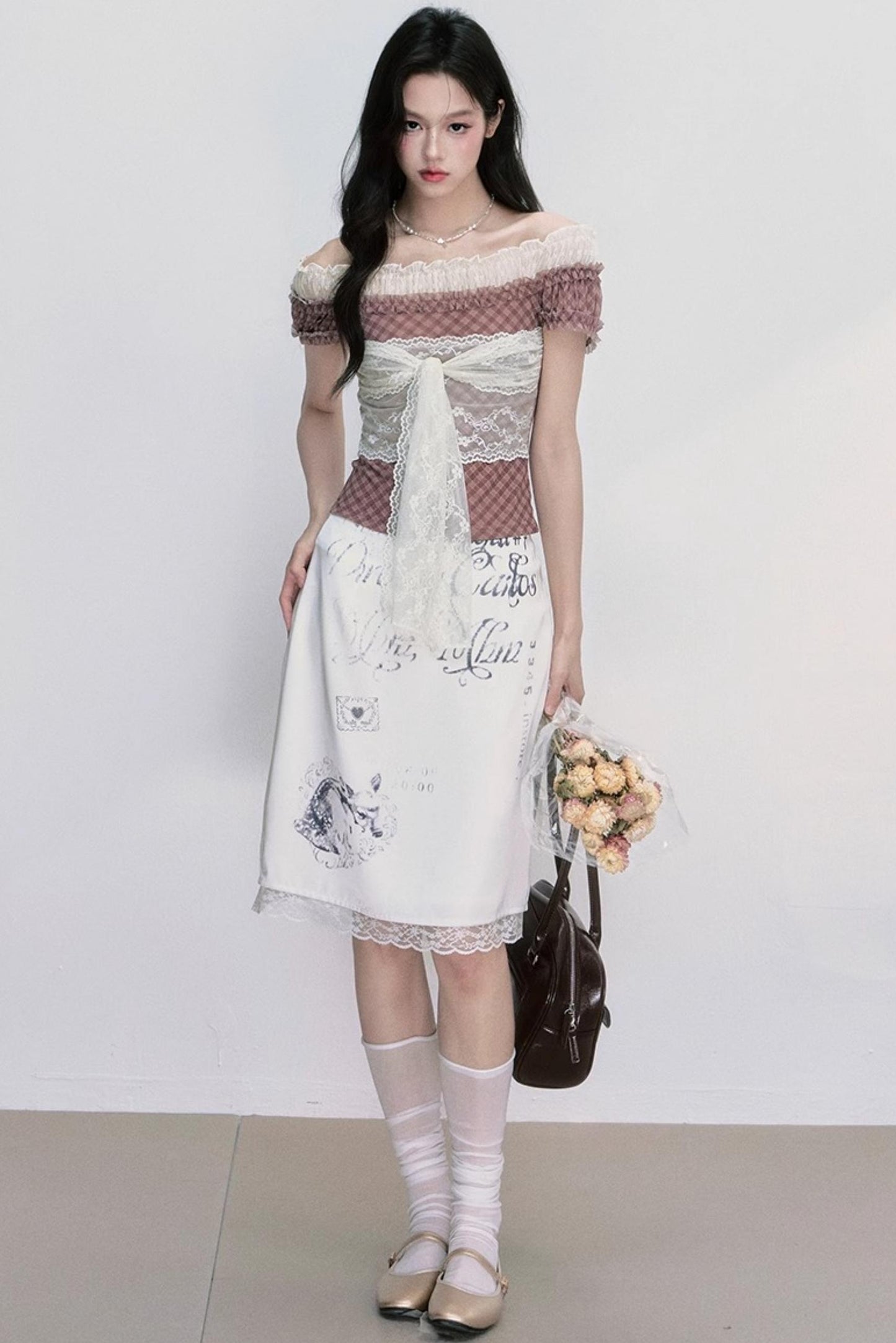 Satin Lace Fawn Skirt