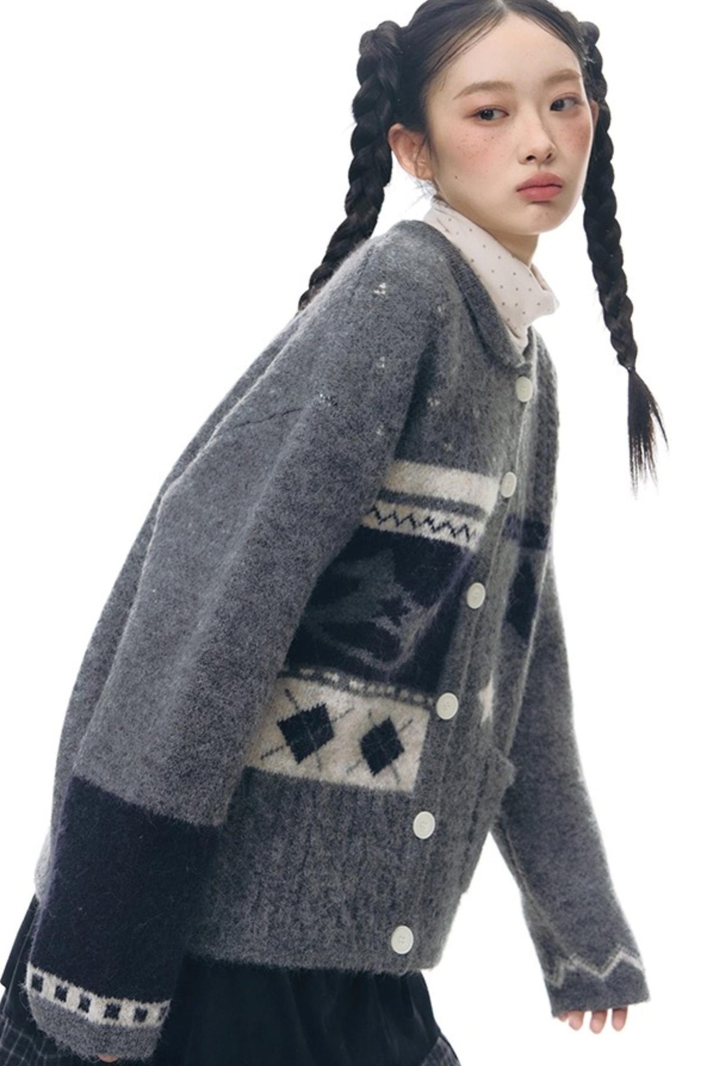 Doll Collar Knitted Cardigan