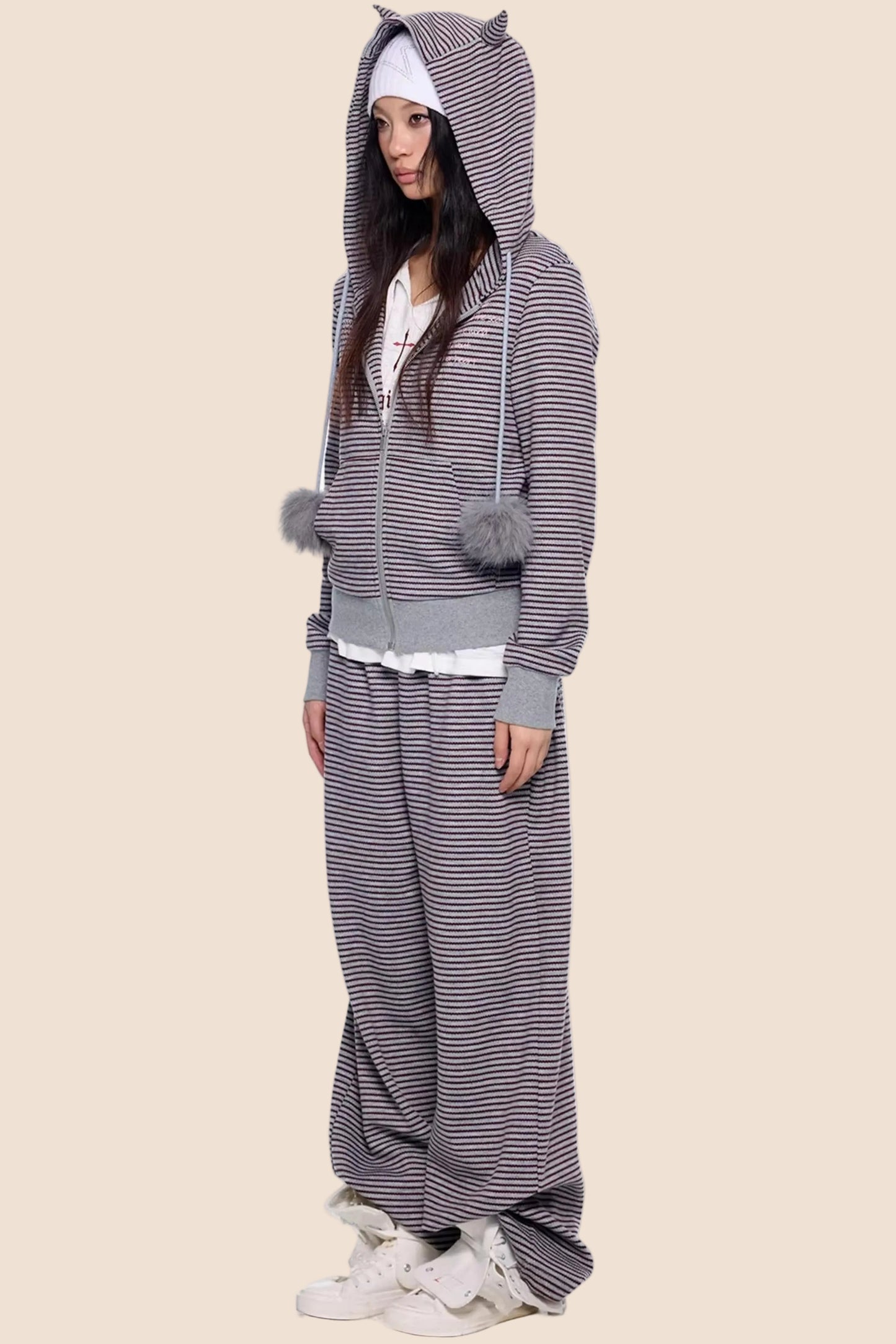 Devil Striped Hooded Jacket Set-Up