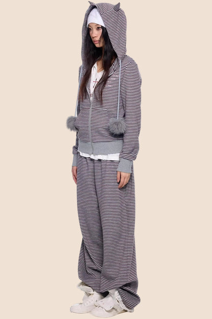 Devil Striped Hooded Jacket Set-Up