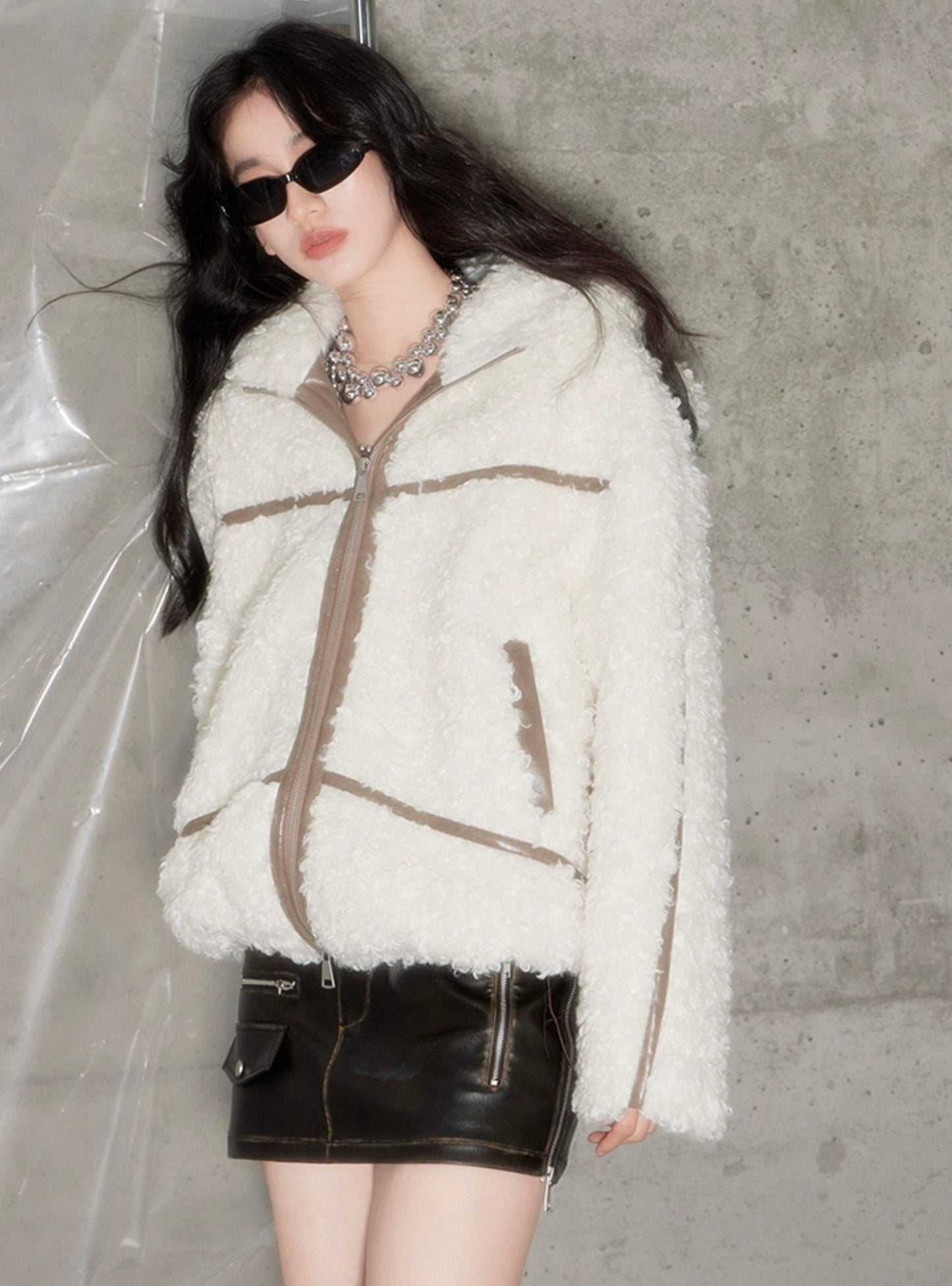 Rabbit Ear Antelope Roll Fur Jacket