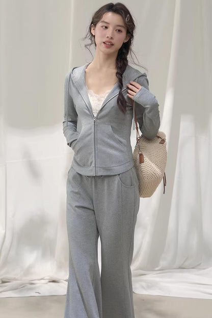 Hooded Zipper Sweatshirt Set-Up