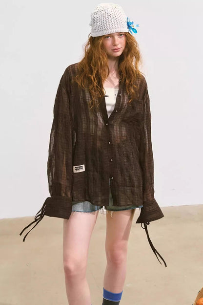 Plaid Mesh Summer Shirt Jacket