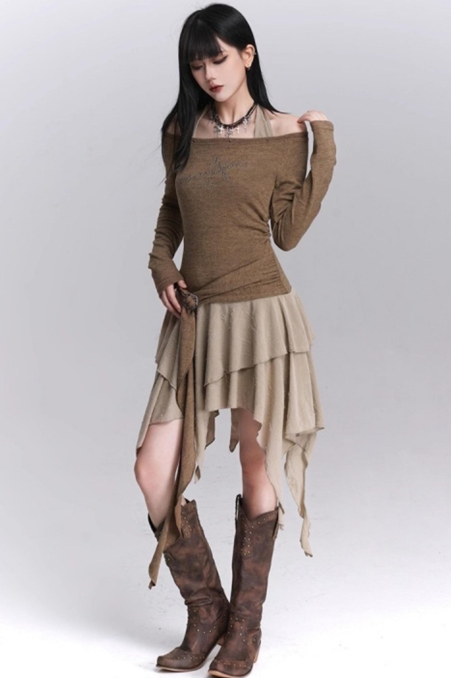 Halter Neck Off-Shoulder Dress